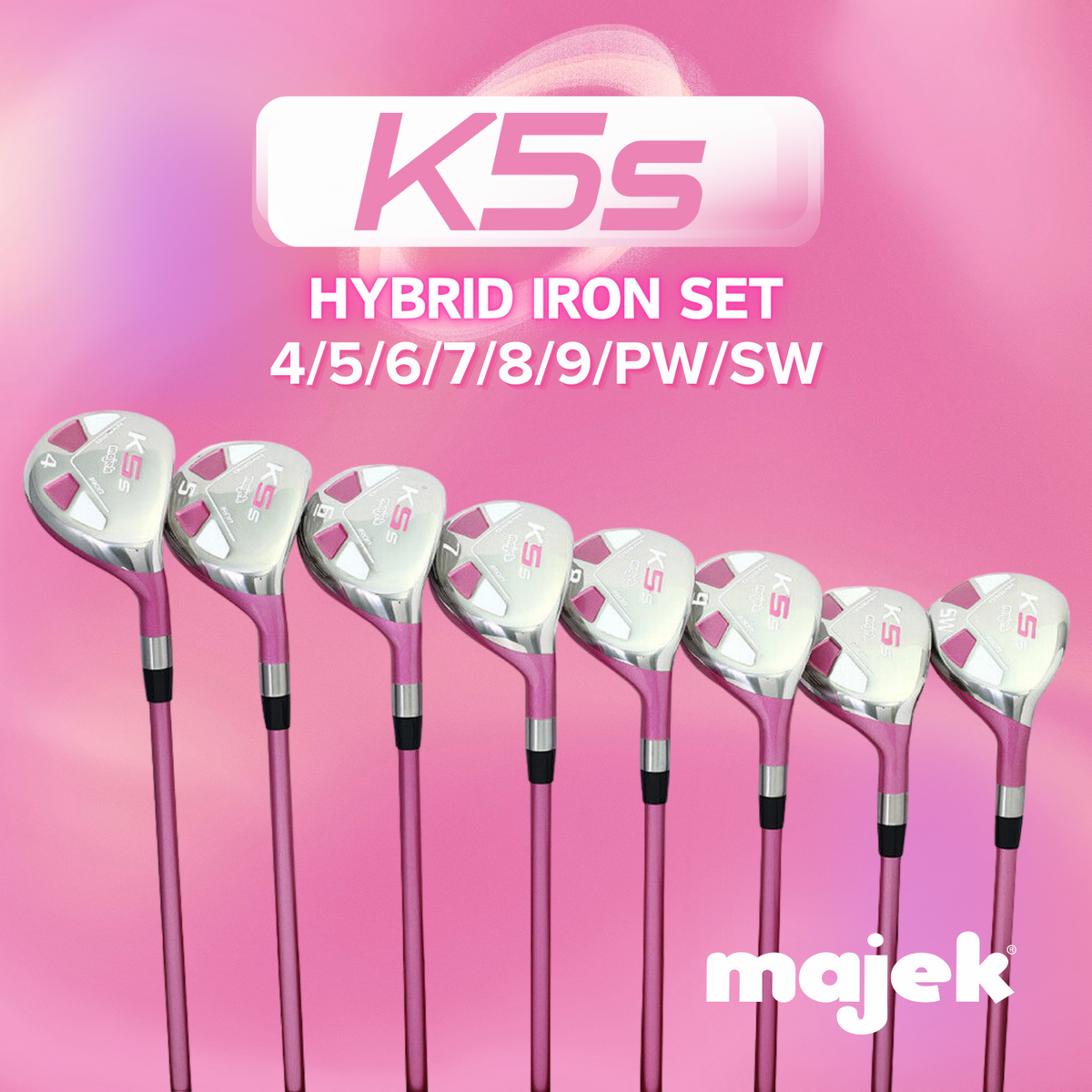 Majek Pink Petite Women's Golf All True Hybrid Set 4-SW All Lady