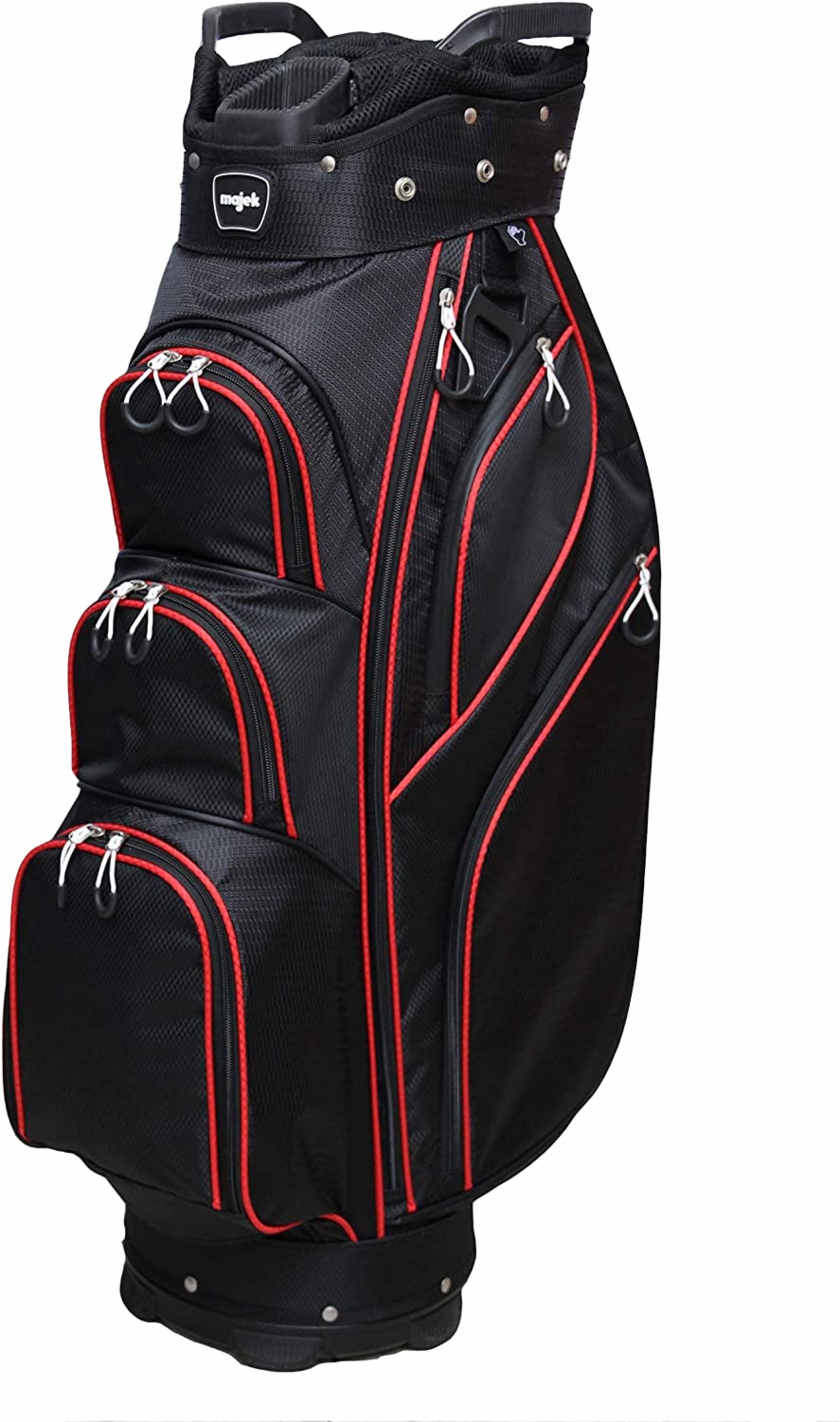 Majek Premium Black Red Golf Bag 9.5 inch 14-Way Friendly