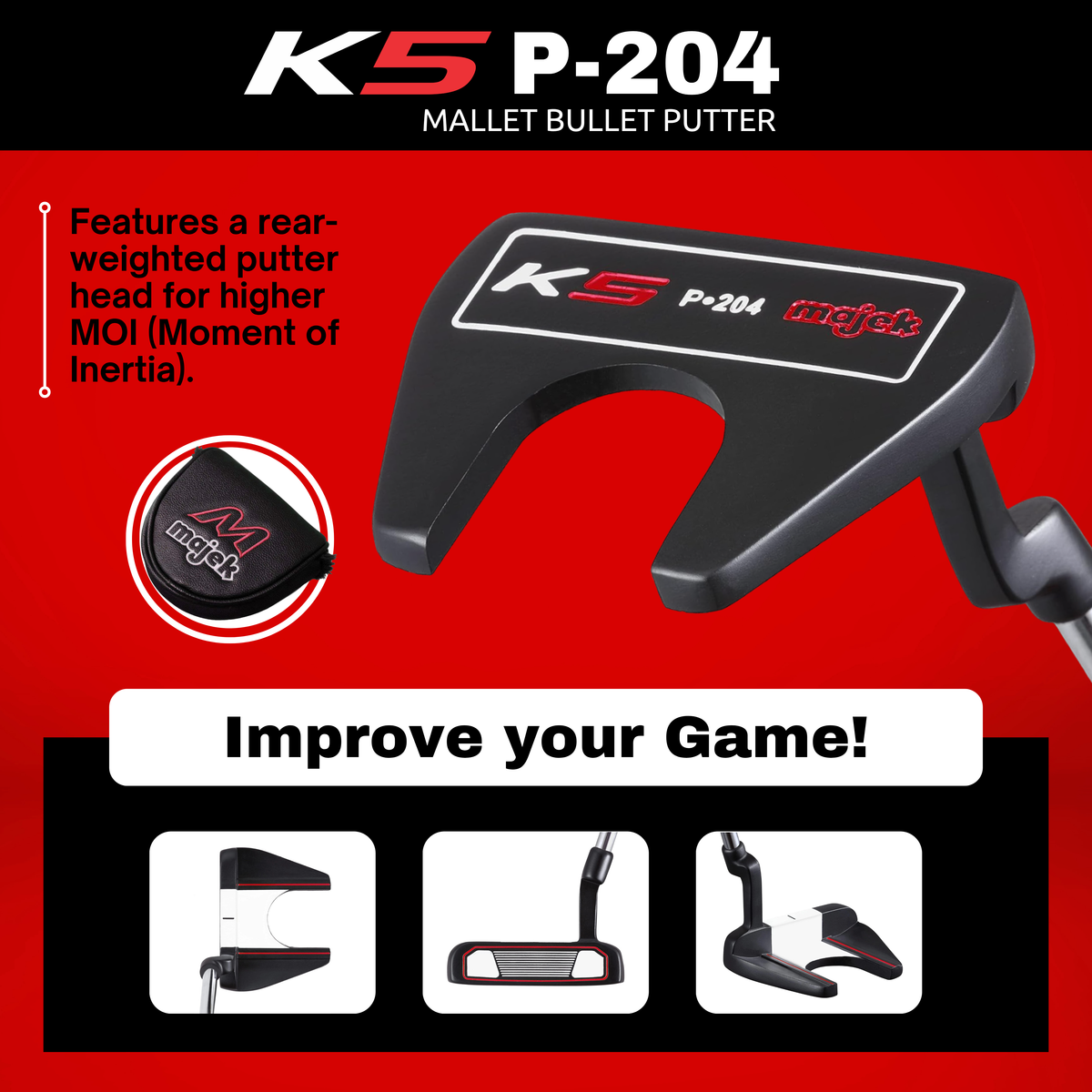 Majek Golf K5 P-204 Mallet Bullet Putter-Red – PACIFIC GOLF CLUBS