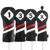 Majek Retro Golf Headcovers Black Red and White Vintage Leather Style