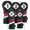 Majek Retro Golf Headcovers Black Red and White Vintage Leather Style