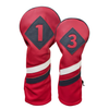 Majek Retro Golf Headcovers Red with White and Blue Stripe Vintage Leather Style