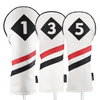 Majek Retro Golf Headcovers White Red and Black Vintage Leather Style