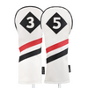 Majek Retro Golf Headcovers White Red and Black Vintage Leather Style