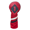 Majek Retro Golf Headcovers Red with White and Blue Stripe Vintage Leather Style