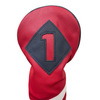 Majek Retro Golf Headcovers Red with White and Blue Stripe Vintage Leather Style