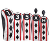 Majek Black Red White Poker Diamond Head Covers Premium Hand Made Covers for Golf Clubs