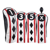 Majek Black Red White Poker Diamond Head Covers Premium Hand Made Covers for Golf Clubs