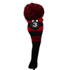 Majek Golf Black and Red (Black Neck) Fairway Wood Headcovers Pom Pom Knit Limited Edition Classic Vintage