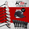 Left Handed Majek Golf K5 Senior Mens All True Hybrid Clubs Complete Full Hybrid Set Includes #3,4,5,6,7,8,9,PW + Headcover Set &  Majek Golf Hat