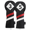 Majek Retro Golf Headcovers Black Red and White Vintage Leather Style