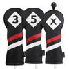 Majek Retro Golf Headcovers Black Red and White Vintage Leather Style