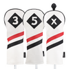 Majek Retro Golf Headcovers White Red and Black Vintage Leather Style