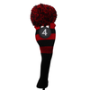 Majek Golf Black and Red (Black Neck) Fairway Wood Headcovers Pom Pom Knit Limited Edition Classic Vintage