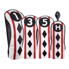 Majek Black Red White Poker Diamond Head Covers Premium Hand Made Covers for Golf Clubs