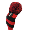 135 Majek Golf Black and Red (Red Neck) Driver & Fairway Wood Headcovers Pom Pom Knit Limited Edition Classic Vintage