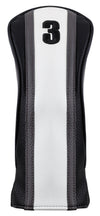 Majek Golf Clubs Premium Protective White Grey & Black Striped Head Covers