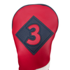 Majek Retro Golf Headcovers Red with White and Blue Stripe Vintage Leather Style