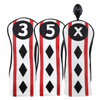 Majek Black Red White Poker Diamond Head Covers Premium Hand Made Covers for Golf Clubs