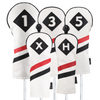 Majek Retro Golf Headcovers White Red and Black Vintage Leather Style