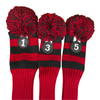 135 Majek Golf Black and Red (Red Neck) Driver & Fairway Wood Headcovers Pom Pom Knit Limited Edition Classic Vintage