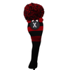 Majek Golf Black and Red (Black Neck) Fairway Wood Headcovers Pom Pom Knit Limited Edition Classic Vintage