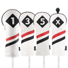 Majek Retro Golf Headcovers White Red and Black Vintage Leather Style