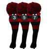 Majek Golf Black and Red (Black Neck) Fairway Wood Headcovers Pom Pom Knit Limited Edition Classic Vintage