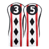 Majek Black Red White Poker Diamond Head Covers Premium Hand Made Covers for Golf Clubs