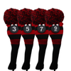 Majek Golf Black and Red (Black Neck) Fairway Wood Headcovers Pom Pom Knit Limited Edition Classic Vintage
