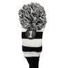 Majek Golf Black and White Driver and Woods Headcovers Pom Pom Knit Limited Edition Classic Vintage
