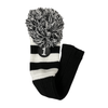Majek Golf Black and White Driver and Woods Headcovers Pom Pom Knit Limited Edition Classic Vintage