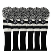 Majek Golf Black and White Driver and Woods Headcovers Pom Pom Knit Limited Edition Classic Vintage