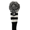 Majek Golf Black and White Driver and Woods Headcovers Pom Pom Knit Limited Edition Classic Vintage