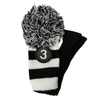 Majek Golf Black and White Driver and Woods Headcovers Pom Pom Knit Limited Edition Classic Vintage