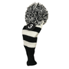 Majek Golf Black and White Driver and Woods Headcovers Pom Pom Knit Limited Edition Classic Vintage