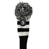 Majek Golf Black and White Driver and Woods Headcovers Pom Pom Knit Limited Edition Classic Vintage