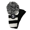 Majek Golf Black and White Driver and Woods Headcovers Pom Pom Knit Limited Edition Classic Vintage