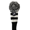 Majek Golf Black and White Driver and Woods Headcovers Pom Pom Knit Limited Edition Classic Vintage