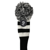 Majek Golf Black and White Driver and Woods Headcovers Pom Pom Knit Limited Edition Classic Vintage