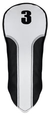 Majek Golf Clubs Premium Protective White Silver & Black Striped  Driver and Fairway Wood Head Covers #1/3/5/X