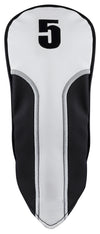 Majek Golf Clubs Premium Protective White Silver & Black Striped  Driver and Fairway Wood Head Covers #1/3/5/X