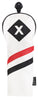 Majek Retro Golf Headcovers White Red and Black Vintage Leather Style