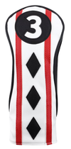 Majek Black Red White Poker Diamond Head Covers Premium Hand Made Covers for Golf Clubs