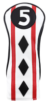 Majek Black Red White Poker Diamond Head Covers Premium Hand Made Covers for Golf Clubs