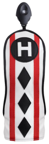 Majek Black Red White Poker Diamond Head Covers Premium Hand Made Covers for Golf Clubs