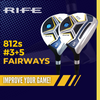 Rife Golf 812s New Straight FACE #3 +#5 Fairway Metal Wood Clubs Set Regular Flex with Mens Size Black Pro Velvet Grips Fairway Wood Set + Headcovers
