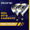 Senior Mens Rife 812s New Offset #7 + #9 Fairway Metal Wood Clubs Set Right Handed Senior Flex with Mens Senior Size Black Pro Velvet Grips Fairway Wood Set + Headcovers