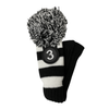 Majek Golf Black and White Hybrid Headcovers Pom Pom Knit Limited Edition Classic Vintage