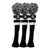 Majek Golf Black and White Hybrid Headcovers Pom Pom Knit Limited Edition Classic Vintage